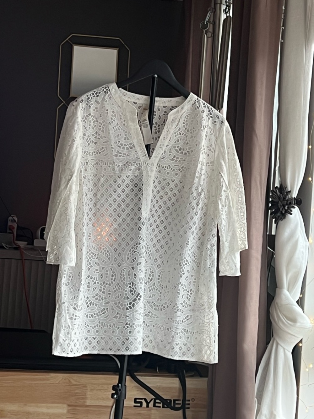 Chico's White Lace Crochet Tunic Top